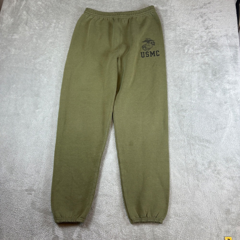 Soffe Sweatpants Mens M USMC Military Fleece Joggers Green Made in USA